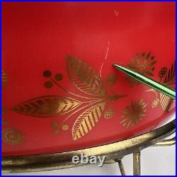 Vintage Pyrex Golden Poinsettia Casserole Lid Sterno Cradle 045 2-1/2 Quart