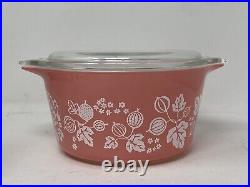 Vintage Pyrex Pink Gooseberry Set of 3 Casserole Dishes with Lids 471 472 473