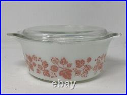 Vintage Pyrex Pink Gooseberry Set of 3 Casserole Dishes with Lids 471 472 473