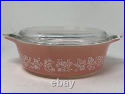 Vintage Pyrex Pink Gooseberry Set of 3 Casserole Dishes with Lids 471 472 473