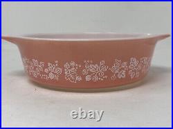 Vintage Pyrex Pink Gooseberry Set of 3 Casserole Dishes with Lids 471 472 473