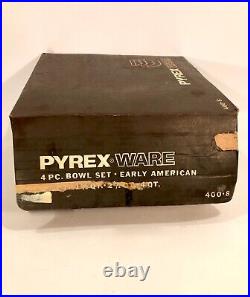 Vintage Pyrex Ware Early American 4 Bowl Set With Box Never Used