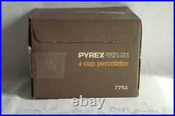 Vintage Pyrex Ware by Corning 4 Cup Percolator 7754 New in Open Box