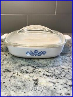 Vintage RARE 1959 Corning Ware Blue Cornflower 7 Inch Skillet with Fin Lid