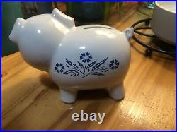 Vintage RARE 1980s Corning Ware Cornflower Blue Piggy Bank Pig Without Stopper
