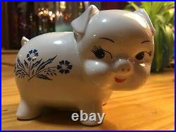 Vintage RARE 1980s Corning Ware Cornflower Blue Piggy Bank Pig Without Stopper
