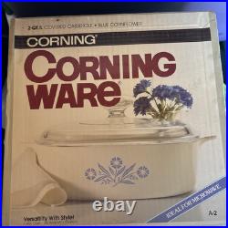 Vintage RARE CORNING WARE BLUE CORNFLOWER 2 QT CASSEROLE DISH A-2 PYREX LID NIB