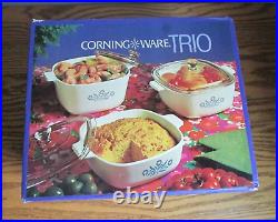 Vintage RARE Corning Ware Blue Cornflower Trio set in original box