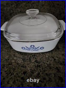 Vintage Rare Corning Ware Blue Cornflower 2 Qt Casserole Dish A-2-b Excellent