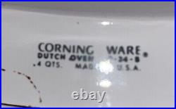 Vintage Rare Corning Ware Blue Cornflower Casserole Dish Dutch Oven Large 4qt