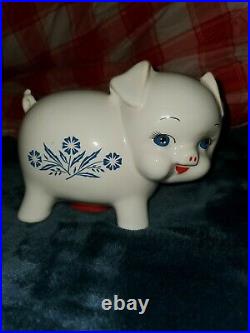 Vintage Rare Corning Ware Blue Eyed Pig Piggy Bank Blue Cornflower (England)