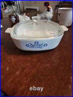 Vintage Rare Corning Ware P-1-B Blue Cornflower 1 Qt Casserole Dish With Lid