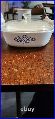 Vintage Rare Corning Ware P-1-B Blue Cornflower 1 Qt Casserole Dish With Lid