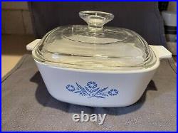 Vintage Rare Corningware Blue Cornflower Casserole Dish P-1 1/2-B With Lid