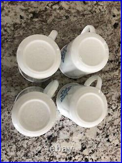 Vintage Set of 4 Corning Ware Blue Cornflower Mug Cup Glass Corn Flower Corelle