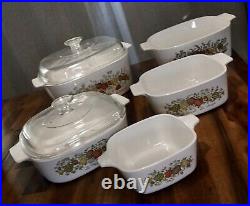 Vintage Set of 5 Corningware Spice of Life Casserole Dishes Corning Ware