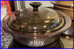 Vintage Vision Corning Amber Glass Cookware Lot Of (8) Pcs 1qt, (2)-1.5qt, 4qt Vintage Vision Corning Amber Glass Cookware Lot Of (8) Pcs 1qt, (2)-1.5qt, 4qt