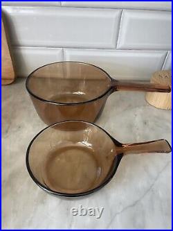 Vintage Vision Corning Ware Amber Glass Cookware 11 Piece Set Pyrex With Lids