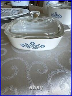 Vintage corning ware blue cornflower set