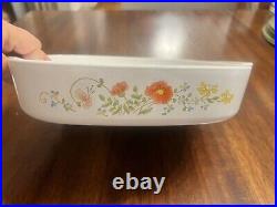 Vintage corning ware wildflower 10X10 casserole dish with glass lid