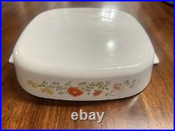 Vintage corning ware wildflower 10X10 casserole dish with glass lid