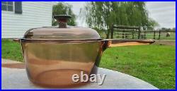 Vision Ware CORNING 10 Piece Amber Cookware Pots Pans Skillet & Lids Vintage
