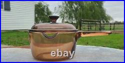 Vision Ware CORNING 10 Piece Amber Cookware Pots Pans Skillet & Lids Vintage