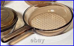 Vision Ware Vintage Corning Pyrex Amber Glass Cookware 11 Piece Set USA