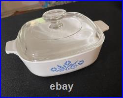 Vtg 1961-1966 Corning Ware Blue Cornflower 1 Qt casserole withlid Stamped P-1-B