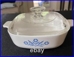 Vtg 1961-1966 Corning Ware Blue Cornflower 1 Qt casserole withlid Stamped P-1-B