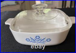 Vtg 1961-1966 Corning Ware Blue Cornflower 1 Qt casserole withlid Stamped P-1-B