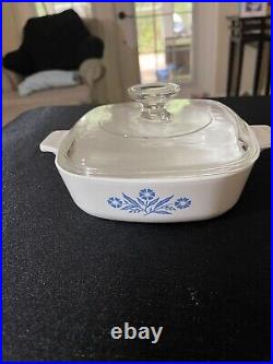 Vtg 1961-1966 Corning Ware Blue Cornflower 1 Qt casserole withlid Stamped P-1-B