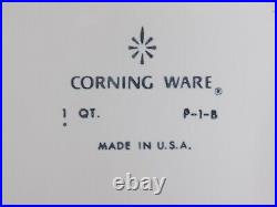 Vtg Corning Ware 1 Qt. Blue Cornflower P-1-B Baking Dish, Flame Stamp'61-'66