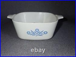 Vtg Corning Ware 1966-1969 P-43-B Blue Cornflower Casserole Dish with P41-GC Lid