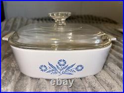 Vtg Corning Ware Blue Cornflower Casserole Dish 4pc Set Lot All Pyrex Lids Rare