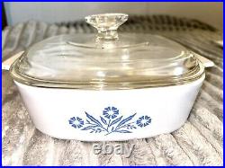 Vtg Corning Ware Blue Cornflower Casserole Dish 4pc Set Lot All Pyrex Lids Rare