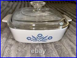 Vtg Corning Ware Blue Cornflower Casserole Dish 4pc Set Lot All Pyrex Lids Rare