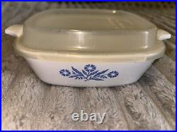 Vtg Corning Ware Blue Cornflower Casserole Dish 4pc Set Lot All Pyrex Lids Rare