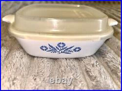 Vtg Corning Ware Blue Cornflower Casserole Dish 4pc Set Lot All Pyrex Lids Rare