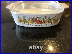 Vtg Corning Ware Casserole Dish With Lid 1 Qt Spice Of Life L'Echalote A-1-B