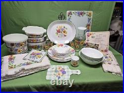 Vtg Discontinued Corelle Pansy Summer Blush Floral Dinnerware USA 56 Pieces