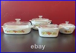 Vtg Pyrex Corning Ware Spice Of Life Casserole dishes cookware Set Of 4