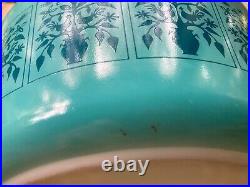 Vtg Pyrex Glass Saxony Tree of Life Casserole Dish 475-B Turquoise Aqua Blue