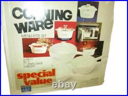 Vtg Retro P-100 Corning Ware White Cornflower Blue Menu-ette Sealed Box