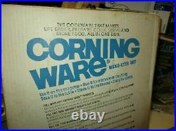 Vtg Retro P-100 Corning Ware White Cornflower Blue Menu-ette Sealed Box